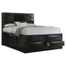 Black Briana 5-piece California King bedroom furniture set by CoasterEssence featuring a bed, nightstands, and matching bedroom pieces.