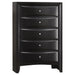 Black Briana 5-piece Queen bedroom set by CoasterEssence, featuring a bed, nightstands, and matching storage pieces.