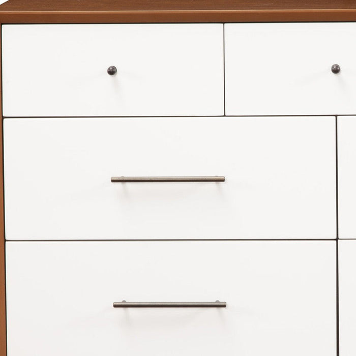 Solid Wood 7 Drawer Double Dresser - Brown / White
