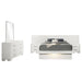 Jessica 5-piece Eastern King LED bedroom furniture set by CoasterEssence featuring snow white finish and modern design.