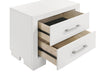 Jessica 5-piece Eastern King LED bedroom furniture set by CoasterEssence in snow white, includes bed, nightstands, and storage units.
