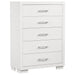 Jessica 5-piece Eastern King LED bedroom furniture set by CoasterEssence featuring snow white finish and modern design.