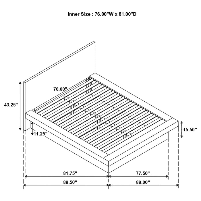 CoasterEssence Jessica Wood Eastern King LED Panel Bed in snow white finish