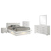 Jessica 5-piece Queen LED bedroom set by CoasterEssence featuring white furniture with LED lighting accents and modern design.