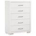 Jessica 5-piece Queen LED bedroom set by CoasterEssence featuring white furniture, bed with LED lighting, and matching nightstands.