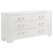 Jessica 6-piece queen bedroom set by CoasterEssence featuring snow white LED furniture for a modern bedroom decor.