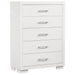 Jessica 6-piece queen bedroom furniture set by CoasterEssence, featuring a snow white finish with bed, dresser, and nightstands.