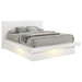 Jessica Wood Queen LED Panel Bed in snow white, modern furniture with sleek design and built-in LED lighting, by CoasterEssence.
