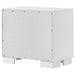 Jessica 2-drawer nightstand in snow white finish, featuring sleek furniture design with silver handles, by CoasterEssence.