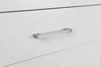 CoasterEssence Jessica 6-drawer dresser in snow white, wooden furniture with sleek handles and modern design.