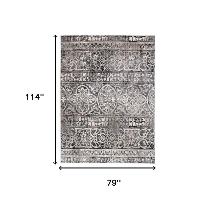 7' x 10' Abstract Stain Resistant Area Rug - Gray Ivory And Taupe