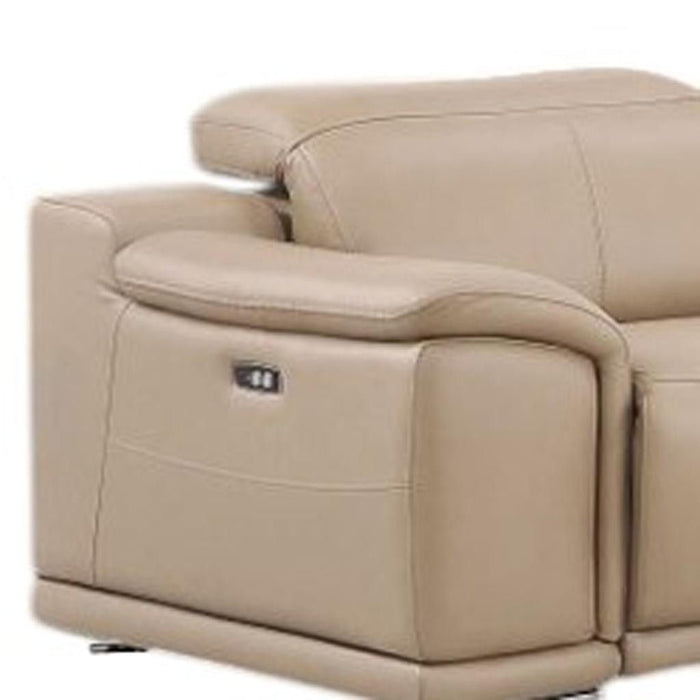 Leather Modular L-Shaped Eight Piece Corner Sectional With Console - Beige