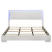 Felicity Wood Eastern King LED Panel Bed by CoasterEssence in white high gloss with built-in LED lighting and modern furniture design