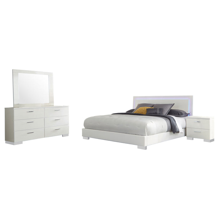 Felicity 4-piece California King Bedroom Set White High Gloss