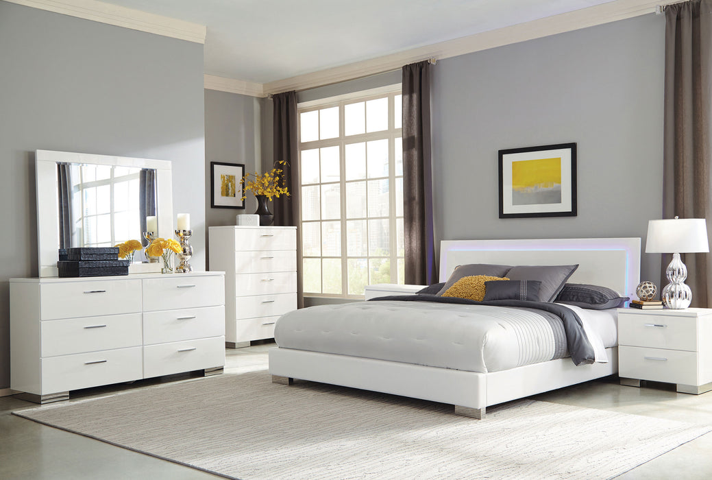 Felicity 6-piece California King Bedroom Set White High Gloss