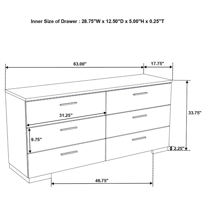 Felicity 6-piece California King Bedroom Set White High Gloss