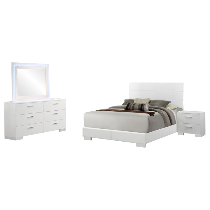Felicity 4-piece Eastern King Bedroom Set White High Gloss