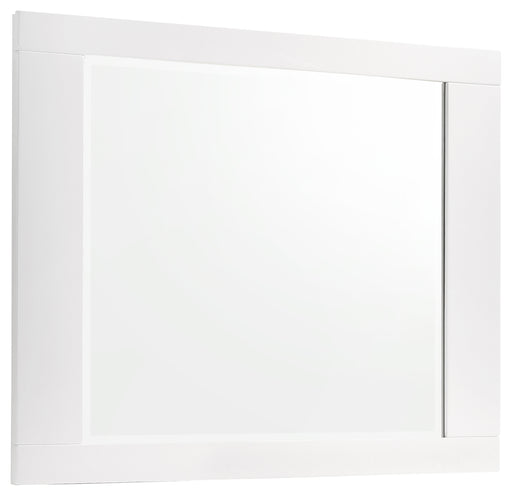 White high gloss Felicity dresser mirror by CoasterEssence, showcasing a sleek, modern design with a smooth reflective surface.