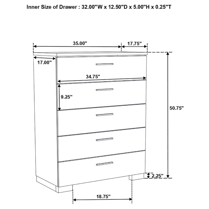 Felicity 5-piece California King Platform Bedroom Set White