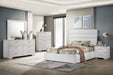 White upholstered Felicity 53-inch full platform bed with padded headboard and clean lines, made by CoasterEveryday.