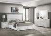 Felicity 4-piece California King bedroom set by CoasterEveryday, white high gloss furniture with a modern design and sleek finish.
