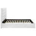 White 53-inch upholstered California King bed by CoasterEveryday with a modern, padded headboard and sleek design.