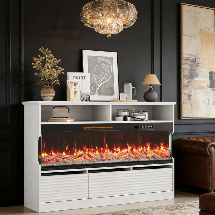 Wood Fireplace Entertainment Center With Fireplace (723792) - White