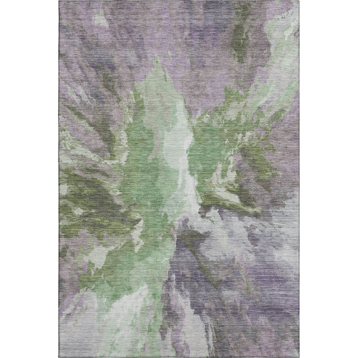 10' X 14' Abstract Washable Area Rug With UV Protection (695444) - Green / Purple / Ivory