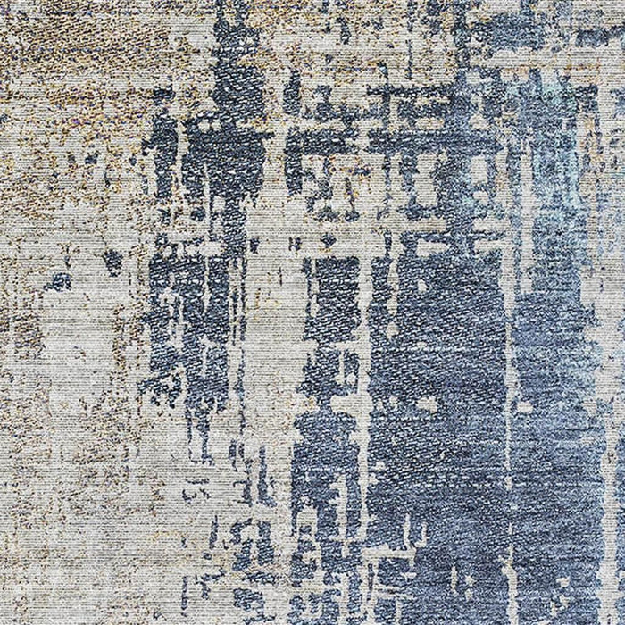 10' X 14' Abstract Washable Area Rug With UV Protection - Navy Blue