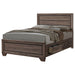 Kauffman 4-piece Eastern King bedroom furniture set by CoasterEveryday in washed taupe, includes bed frame, nightstands, and dresser.