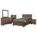 Kauffman 5-piece Eastern King bedroom set by CoasterEveryday in washed taupe, includes bed frame, nightstands, and dresser.