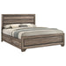 California King storage panel bed by CoasterEveryday in washed taupe wood finish, featuring a sleek, modern furniture design.