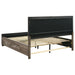 California King storage panel bed in washed taupe wood by CoasterEveryday, showcasing the bed's sturdy frame and storage drawers.