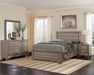 California King storage panel bed by CoasterEveryday, Kauffman Wood in washed taupe with a sleek wooden finish