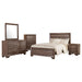 CoasterEveryday Kauffman 5-piece California King bedroom furniture set in washed taupe color, including bed frame and matching pieces.