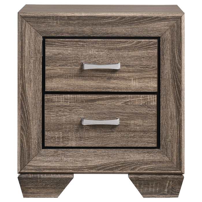 Kauffman 5-piece California King bedroom set by CoasterEveryday in washed taupe, includes bed frame and matching furniture pieces.