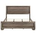 California King Panel Bed by CoasterEveryday in washed taupe wood with sleek, modern design and sturdy frame.