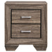 CoasterEveryday Kauffman 4-piece Queen bedroom set in washed taupe with bed frame, dresser, mirror, and nightstands, in a modern bedroom.