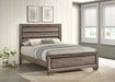 CoasterEveryday Kauffman Wood Queen Panel Bed in washed taupe finish, featuring a classic wood design with a sturdy headboard and frame.