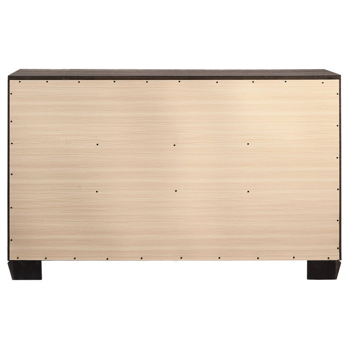 Kauffman 6-drawer dresser in washed taupe by CoasterEveryday, featuring sleek modern design and six spacious drawers.