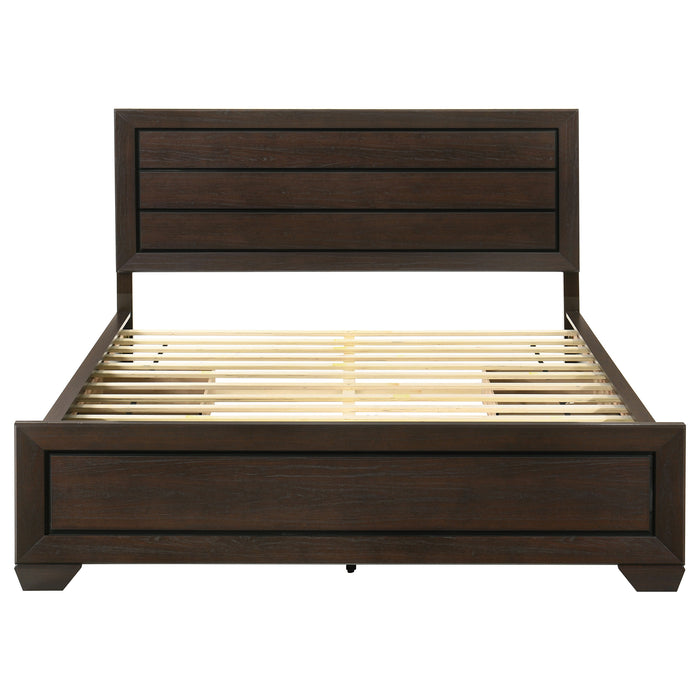 California King storage panel bed in dark cocoa wood finish by CoasterEveryday, featuring built-in storage drawers and a sleek modern design.
