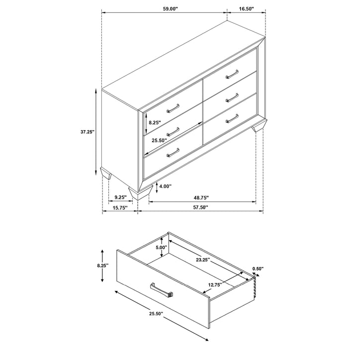 Dark cocoa Kauffman 5-piece queen bedroom furniture set by CoasterEveryday, including bed frame, dresser, and nightstands.