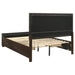 Kauffman Wood Queen Storage Panel Bed in dark cocoa finish, showcasing the elegant wooden frame with built-in storage drawers.