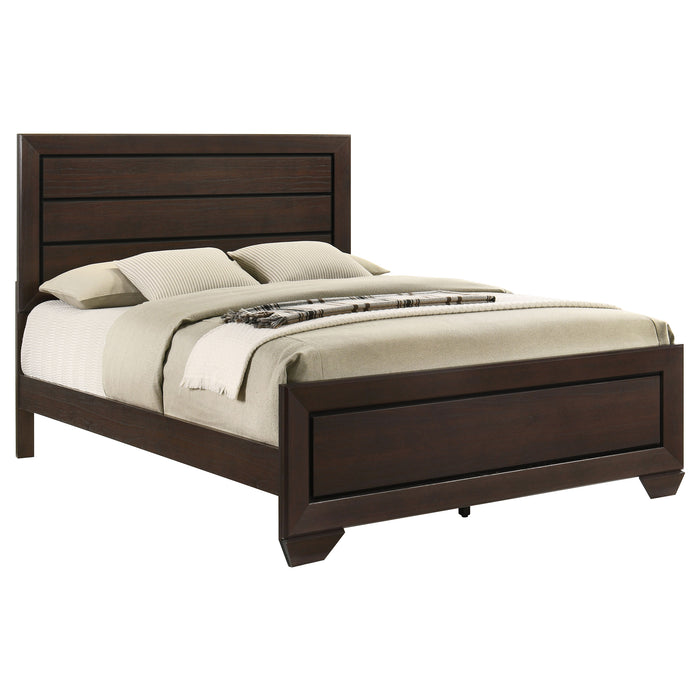 Dark cocoa Kauffman Wood Queen Panel Bed by CoasterEveryday, showcasing a sturdy wooden bed frame with classic panel design.