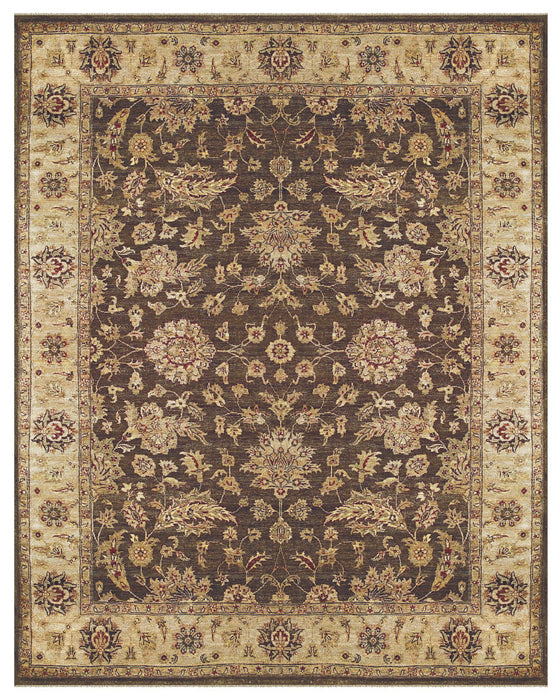 6' x 9' Wool Oriental Hand Knotted Area Rug - Gold Brown And Tan