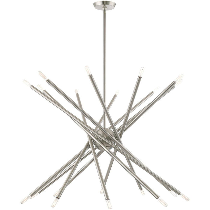 37" Multi Light Dimmable Chandelier With Shades - Nickel