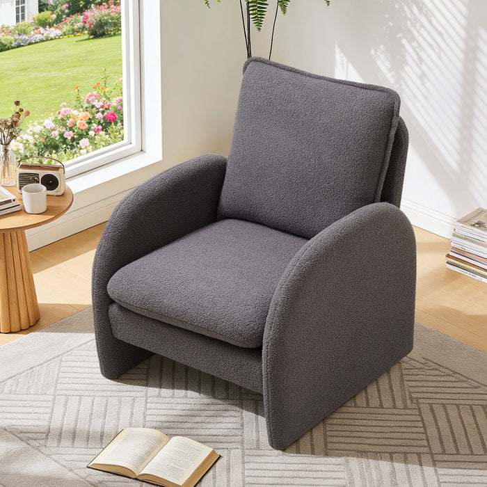 Giga modern sherpa upholstered accent armchair with plush comfort, ideal for living rooms, bedrooms, or office lounge areas.