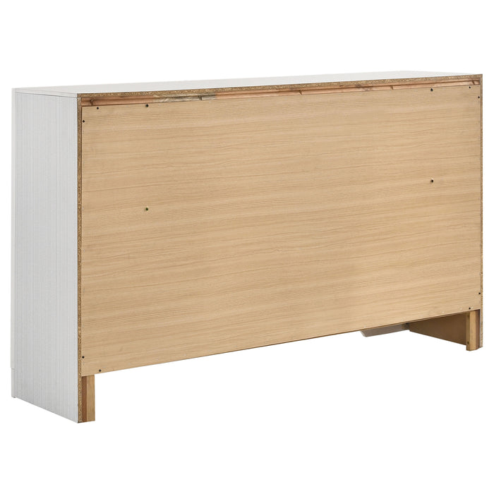 Miranda 4-piece California King bedroom set in white, including bed frame, dresser, and nightstands, from CoasterEveryday.