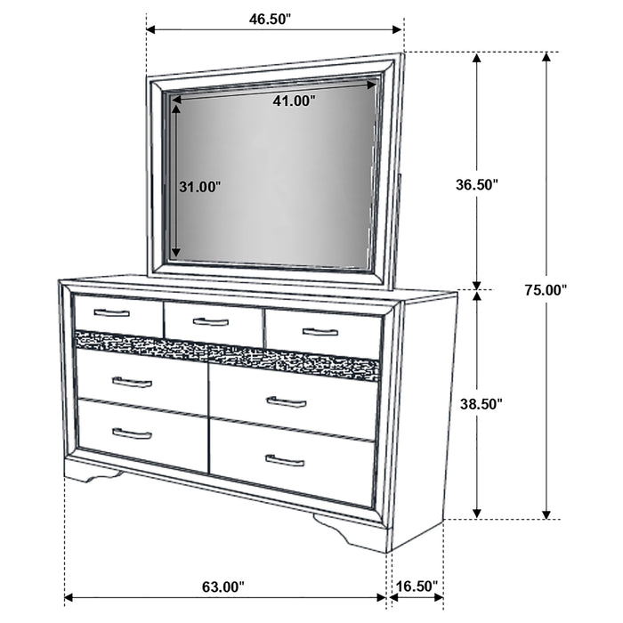 Miranda 9-drawer Dresser with Mirror White