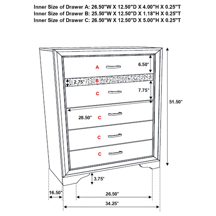 Miranda 6-drawer Bedroom Chest White